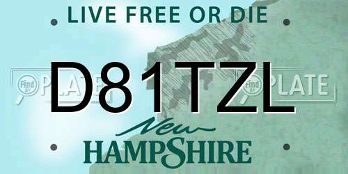 D81TZL New Hampshire License Plate