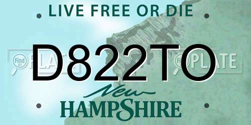 D822TO New Hampshire License Plate