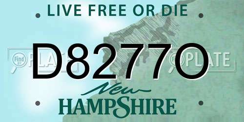D8277O New Hampshire License Plate