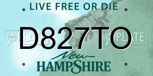 D827TO New Hampshire License Plate