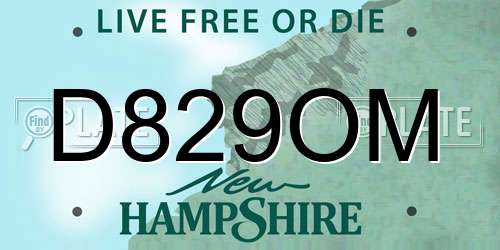 D829OM New Hampshire License Plate
