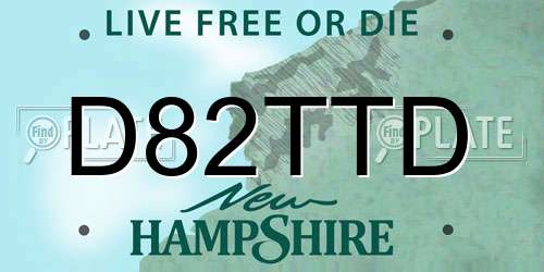 D82TTD New Hampshire License Plate