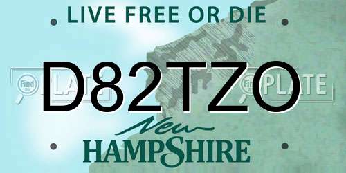 D82TZO New Hampshire License Plate