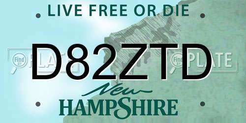 D82ZTD New Hampshire License Plate