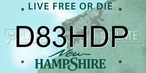D83HDP New Hampshire License Plate