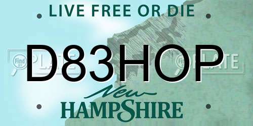 D83HOP New Hampshire License Plate