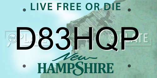 D83HQP New Hampshire License Plate