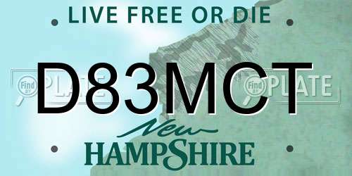 D83MCT New Hampshire License Plate