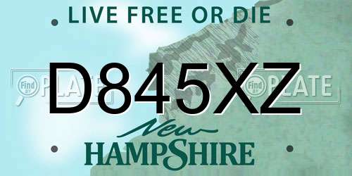 D845XZ New Hampshire License Plate