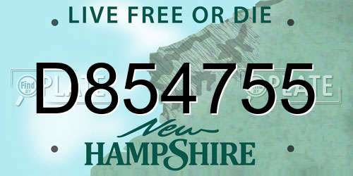 D854755 New Hampshire License Plate