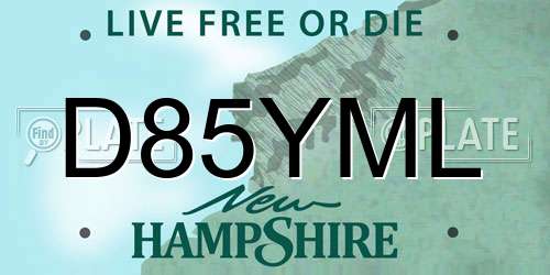D85YML New Hampshire License Plate