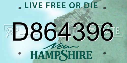 D864396 New Hampshire License Plate