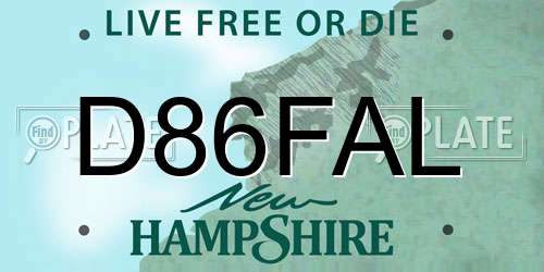 D86FAL New Hampshire License Plate
