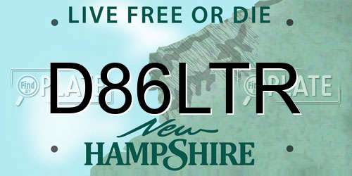 D86LTR New Hampshire License Plate