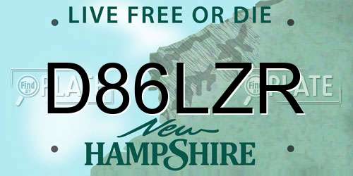 D86LZR New Hampshire License Plate