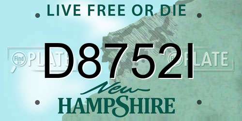 D8752I New Hampshire License Plate