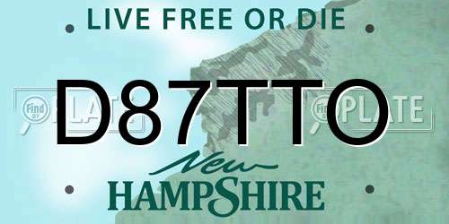D87TTO New Hampshire License Plate