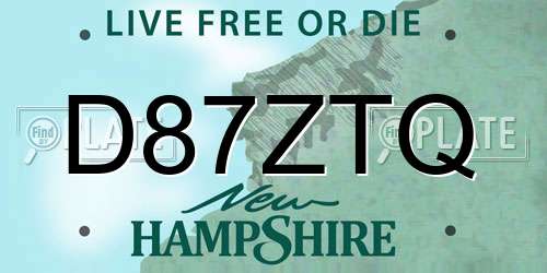 D87ZTQ New Hampshire License Plate