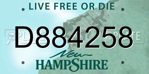 D884258 New Hampshire License Plate