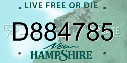D884785 New Hampshire License Plate