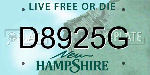 D8925G New Hampshire License Plate