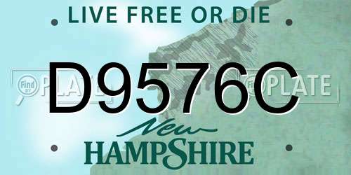 D9576C New Hampshire License Plate