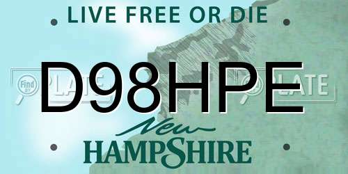D98HPE New Hampshire License Plate
