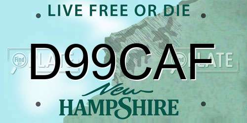 D99CAF New Hampshire License Plate