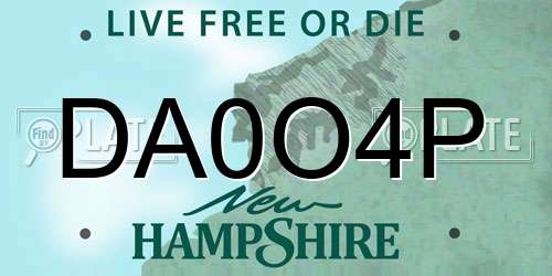 DA0O4P New Hampshire License Plate