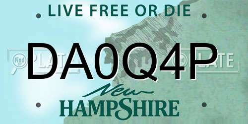 DA0Q4P New Hampshire License Plate