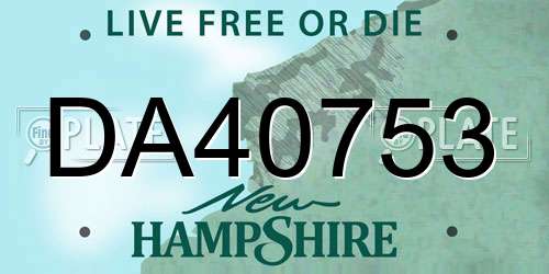 DA40753 New Hampshire License Plate
