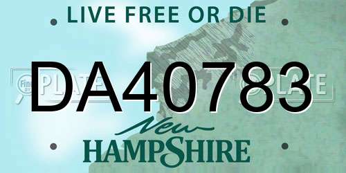 DA40783 New Hampshire License Plate