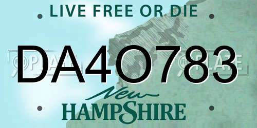 DA4O783 New Hampshire License Plate