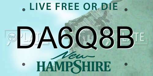 DA6Q8B New Hampshire License Plate
