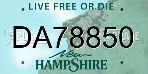 DA78850 New Hampshire License Plate