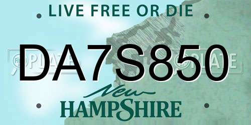DA7S850 New Hampshire License Plate