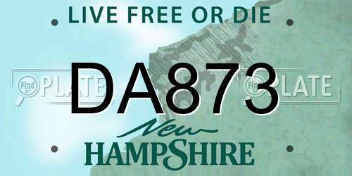 DA873 New Hampshire License Plate