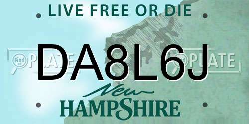 DA8L6J New Hampshire License Plate