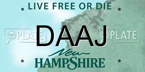 DAAJ New Hampshire License Plate