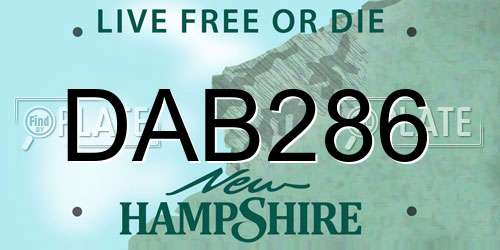 DAB286 New Hampshire License Plate