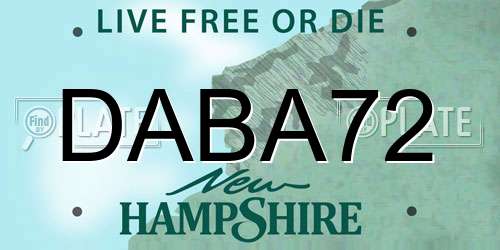 DABA72 New Hampshire License Plate