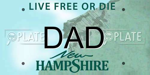 DAD New Hampshire License Plate