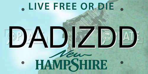 DADIZDD New Hampshire License Plate