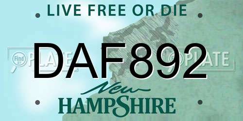 DAF892 New Hampshire License Plate