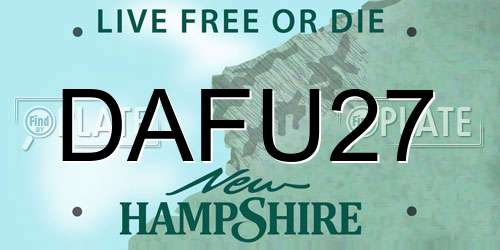 DAFU27 New Hampshire License Plate