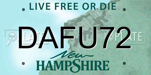 DAFU72 New Hampshire License Plate