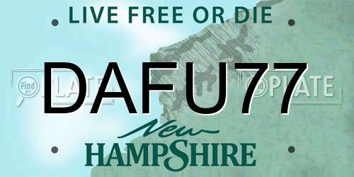 DAFU77 New Hampshire License Plate