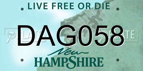 DAG058 New Hampshire License Plate