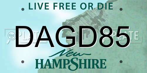 DAGD85 New Hampshire License Plate