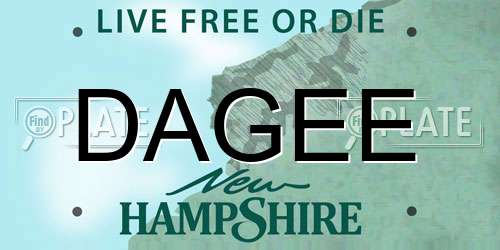 DAGEE New Hampshire License Plate